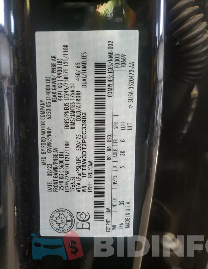 1FT8W3DT2PEC33902 Photo# 13