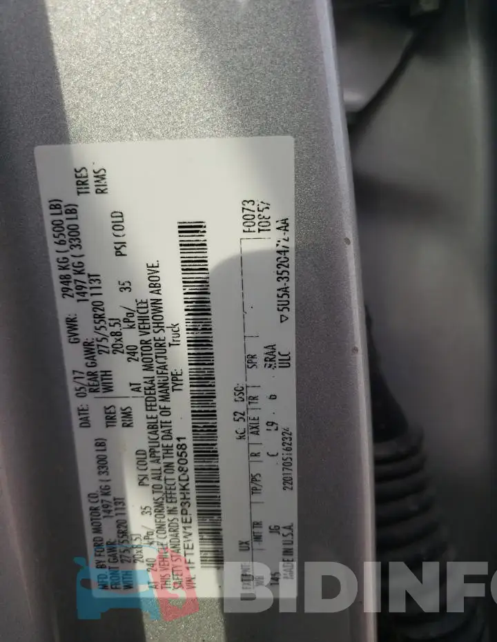 1FTEW1EP3HKD80581 Photo# 12