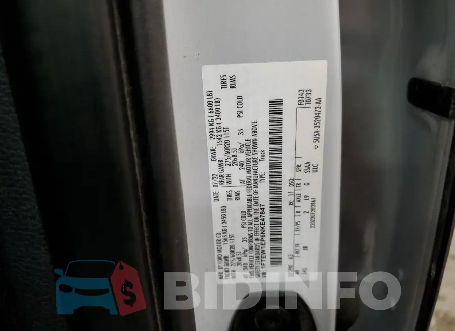 1FTEW1EP6NKE47847 Photo# 12