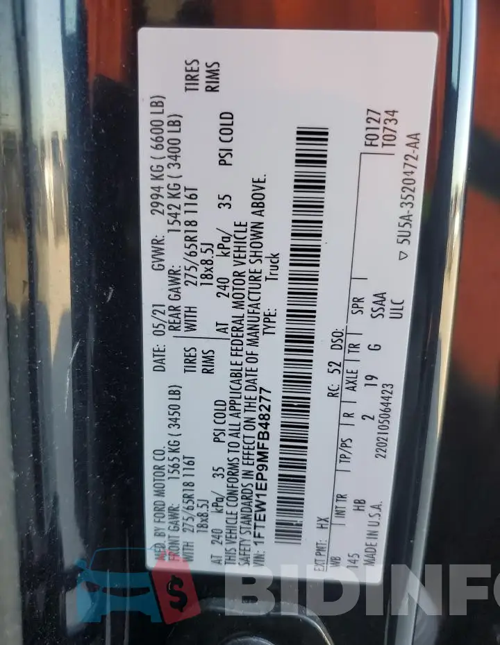 1FTEW1EP9MFB48277 Photo# 13