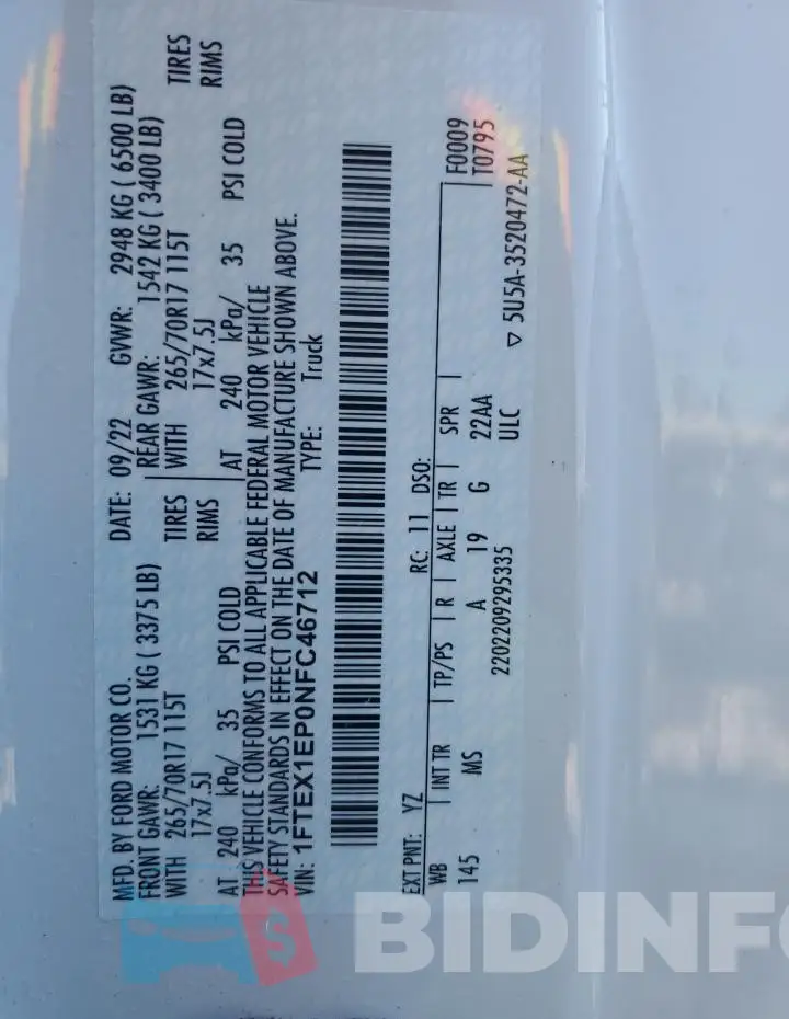 1FTEX1EP0NFC46712 Photo# 12