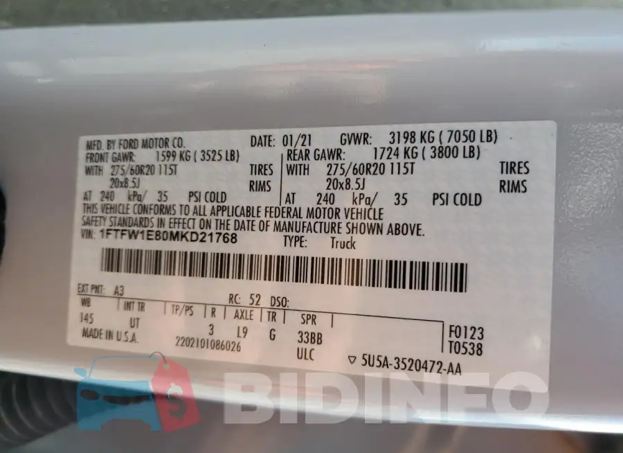 1FTFW1E80MKD21768 Photo# 13