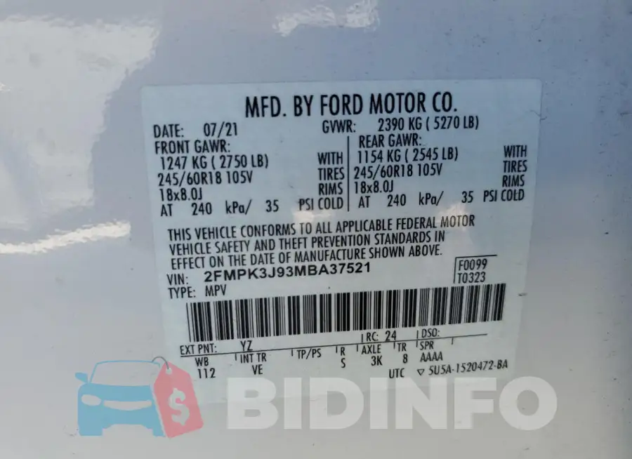 2FMPK3J93MBA37521 Photo# 14