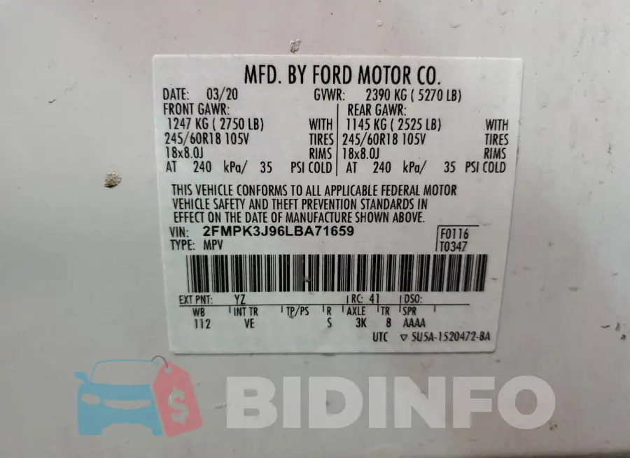 2FMPK3J96LBA71659 Photo# 13