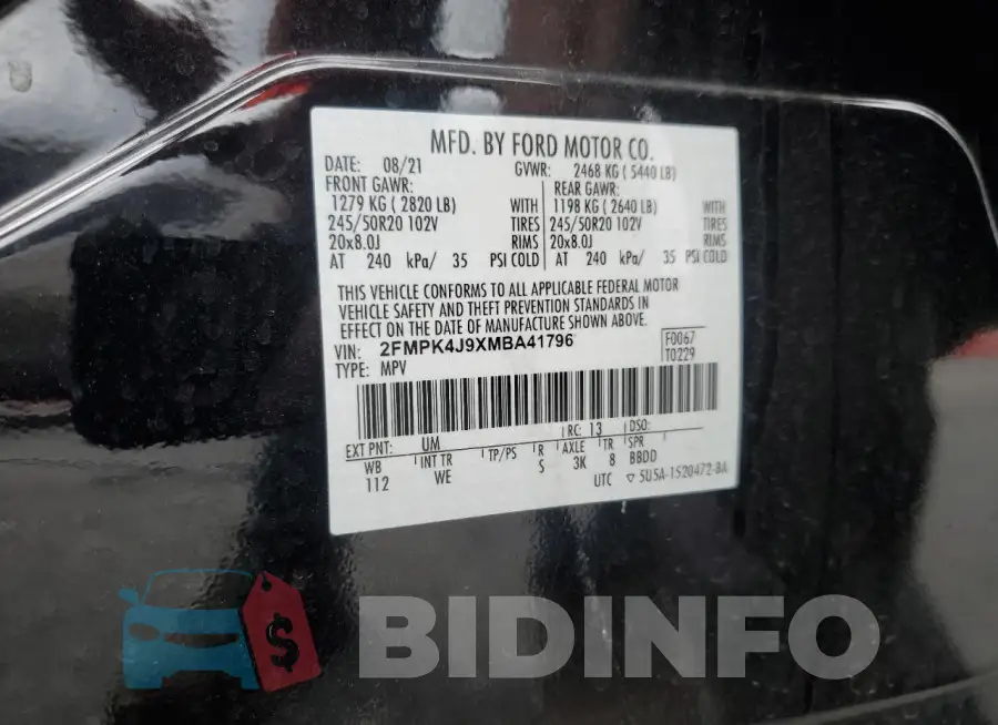2FMPK4J9XMBA41796 Photo# 13
