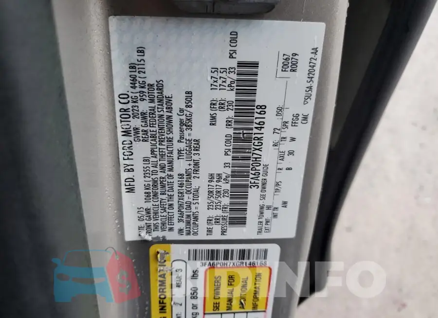 3FA6P0H7XGR146168 Photo# 12