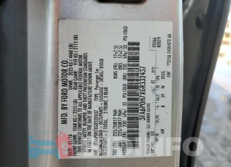 3FA6P0H7XGR332437 Photo# 12