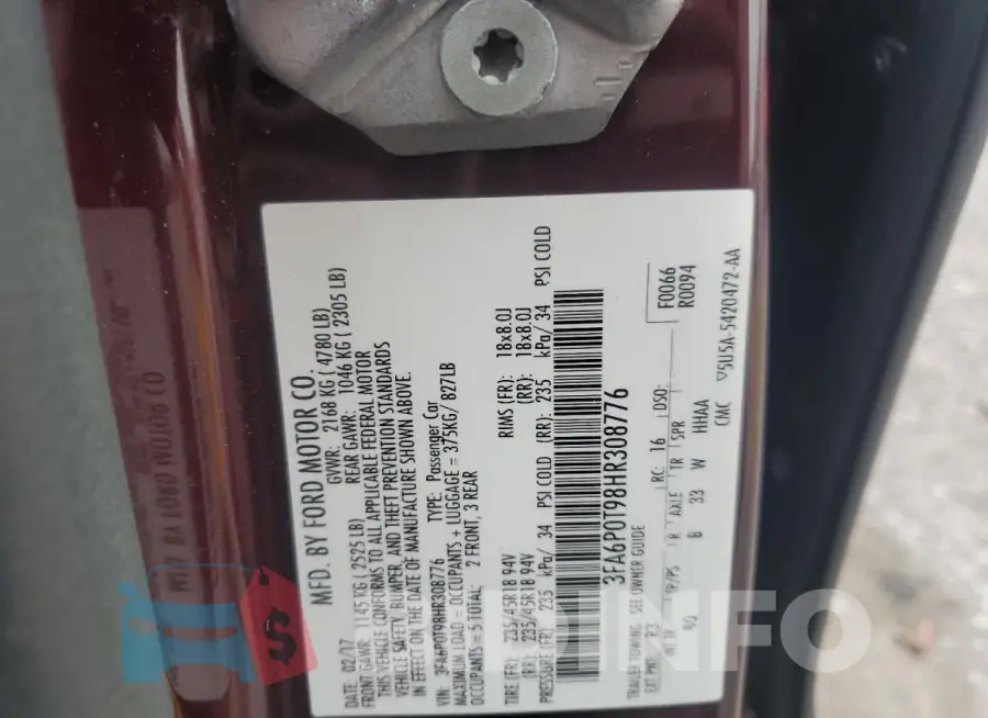 3FA6P0T98HR308776 Photo# 12
