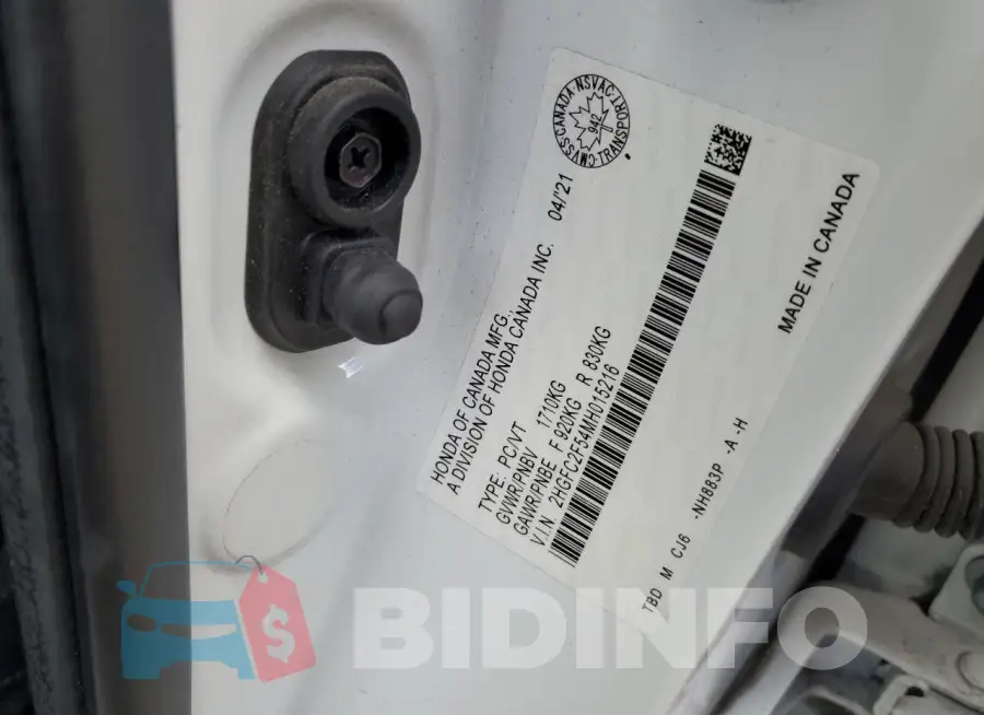 2HGFC2F54MH015216 Photo# 13