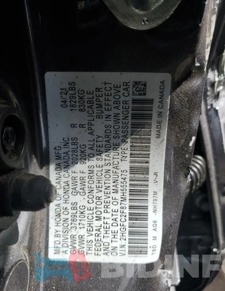 2HGFC2F87MH555475 Photo# 13