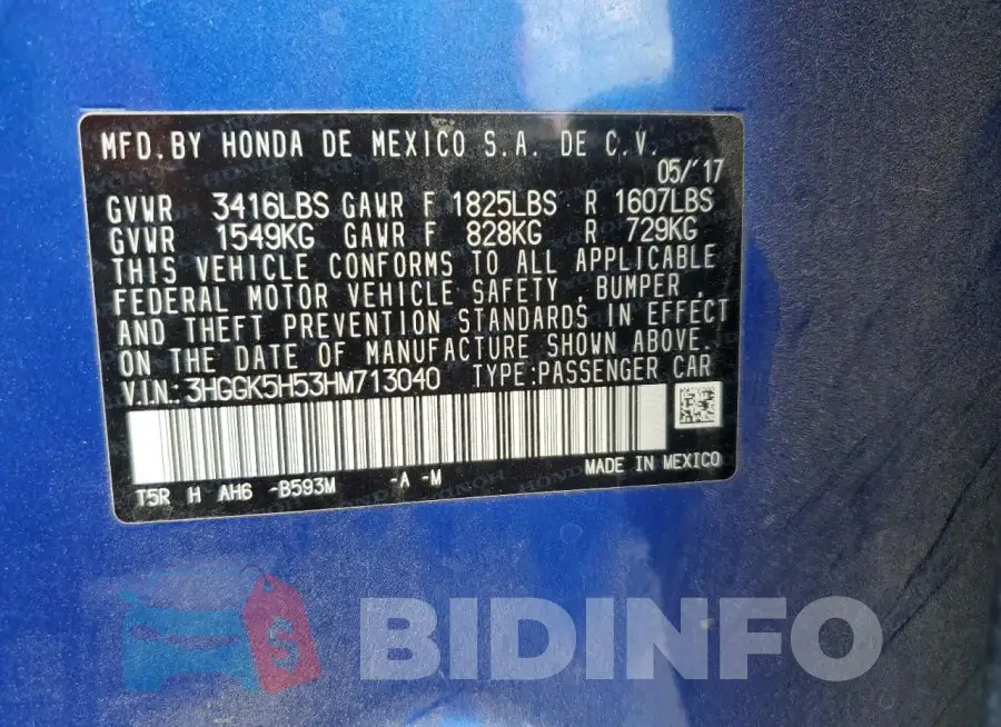 3HGGK5H53HM713040 Photo# 13