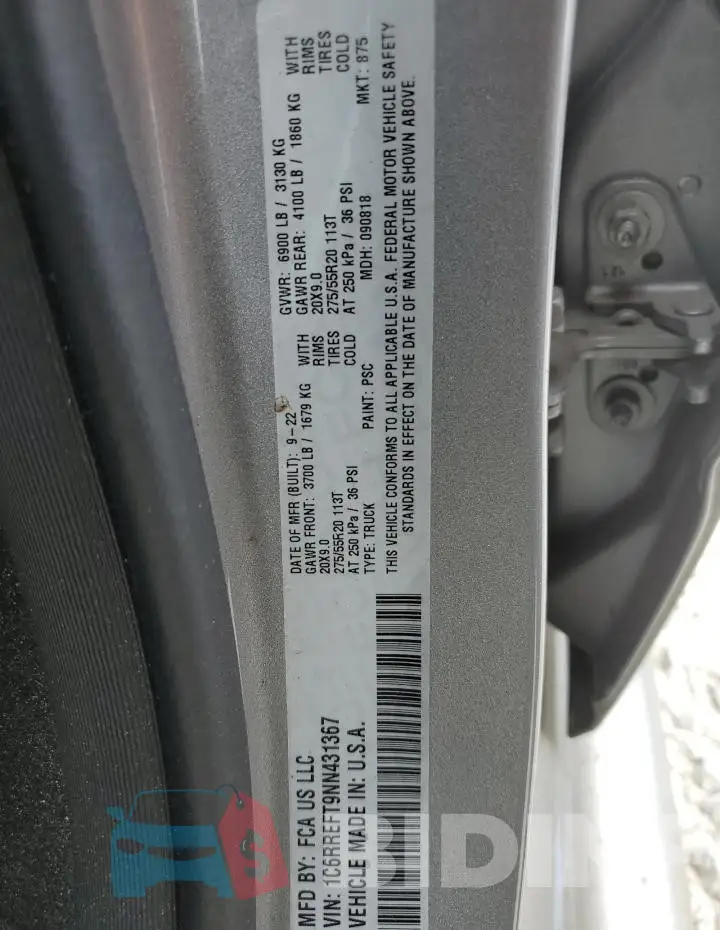 1C6RREFT9NN431367 Photo# 12