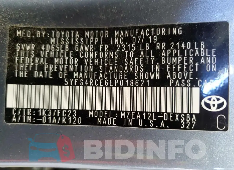 5YFS4RCE6LP018621 Photo# 13