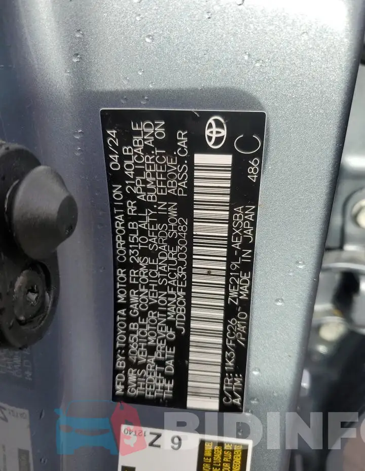 JTDBCMFE3RJ030482 Photo# 12