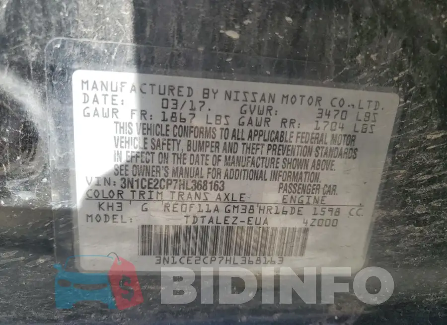 3N1CE2CP7HL368163 Photo# 12