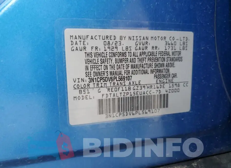 3N1CP5DV6PL569107 Photo# 14