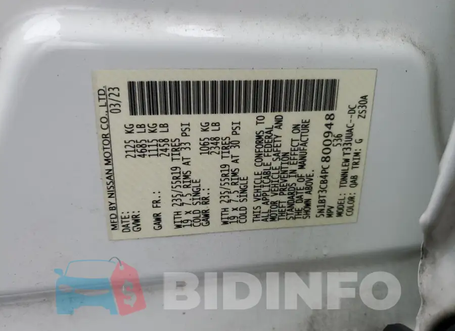 5N1BT3CB4PC800948 Photo# 14