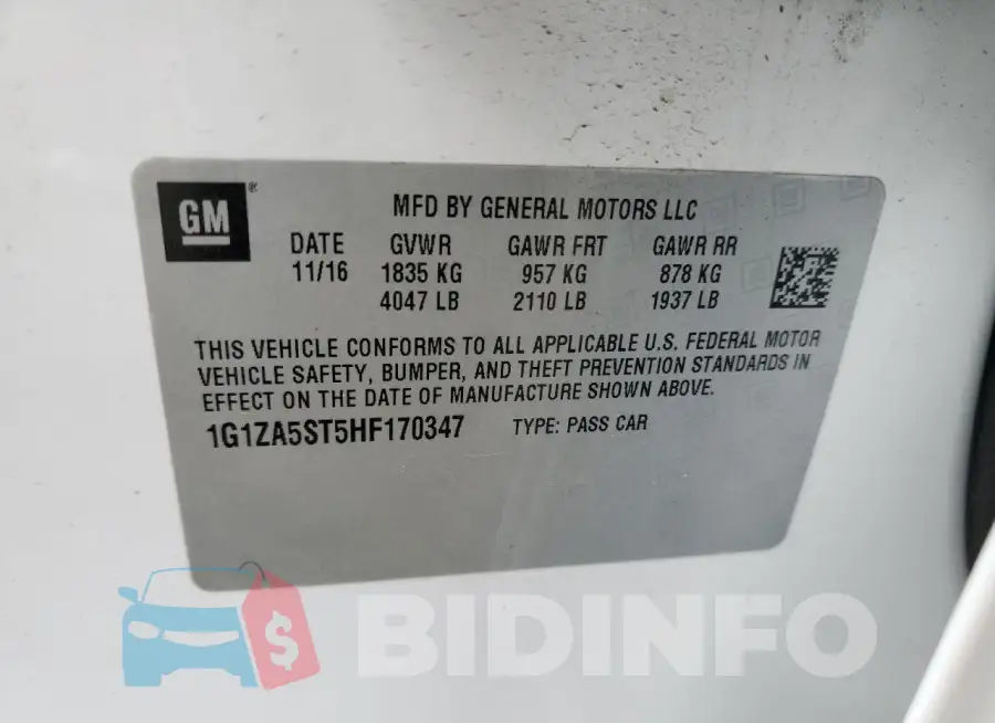 1G1ZA5ST5HF170347 Photo# 12