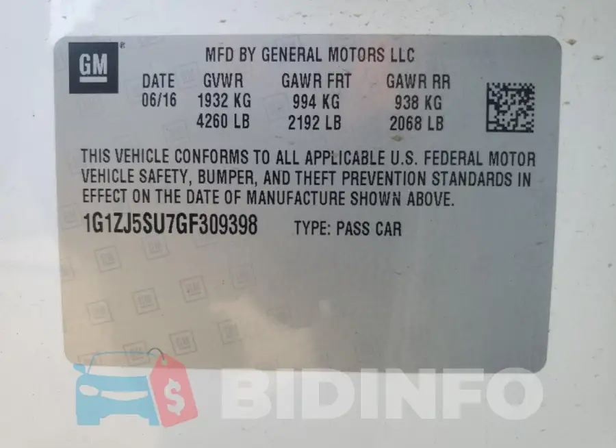 1G1ZJ5SU7GF309398 Photo# 13