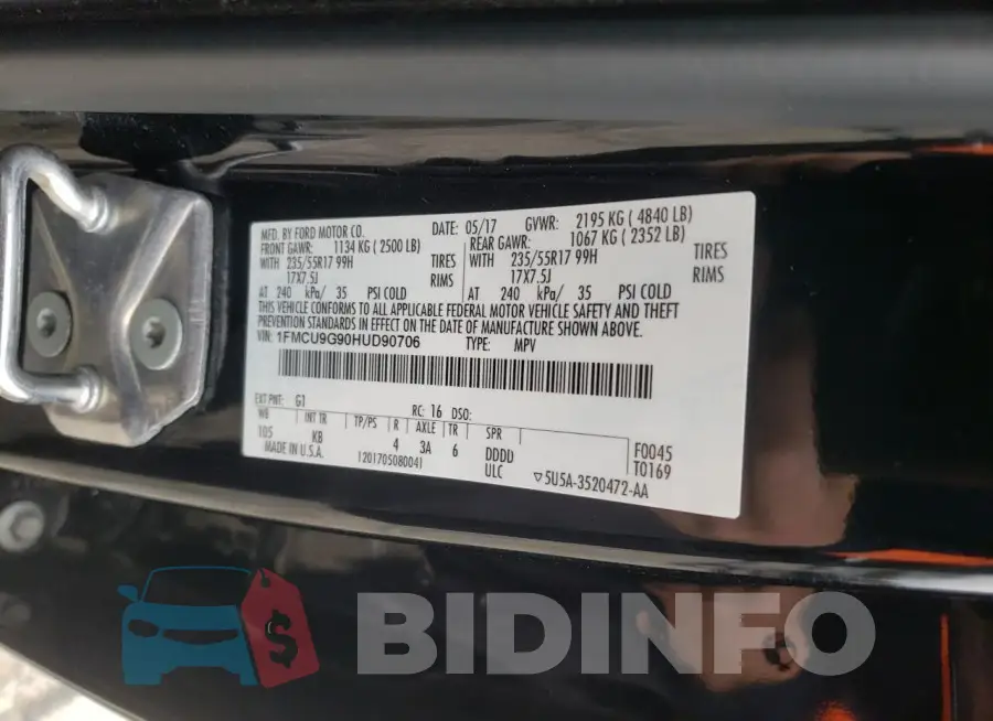 1FMCU9G90HUD90706 Photo# 13