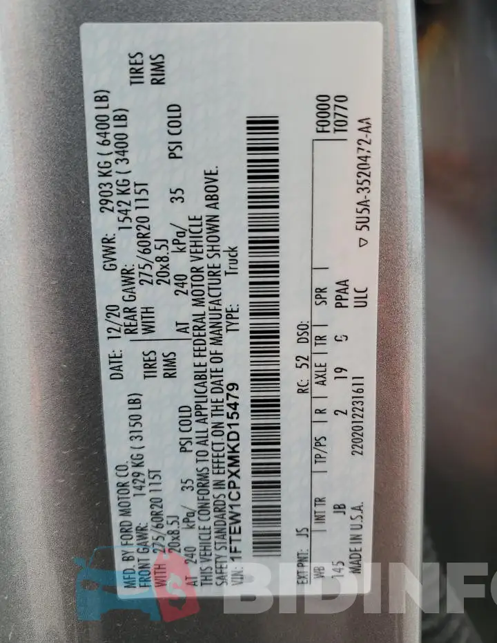 1FTEW1CPXMKD15479 Photo# 13