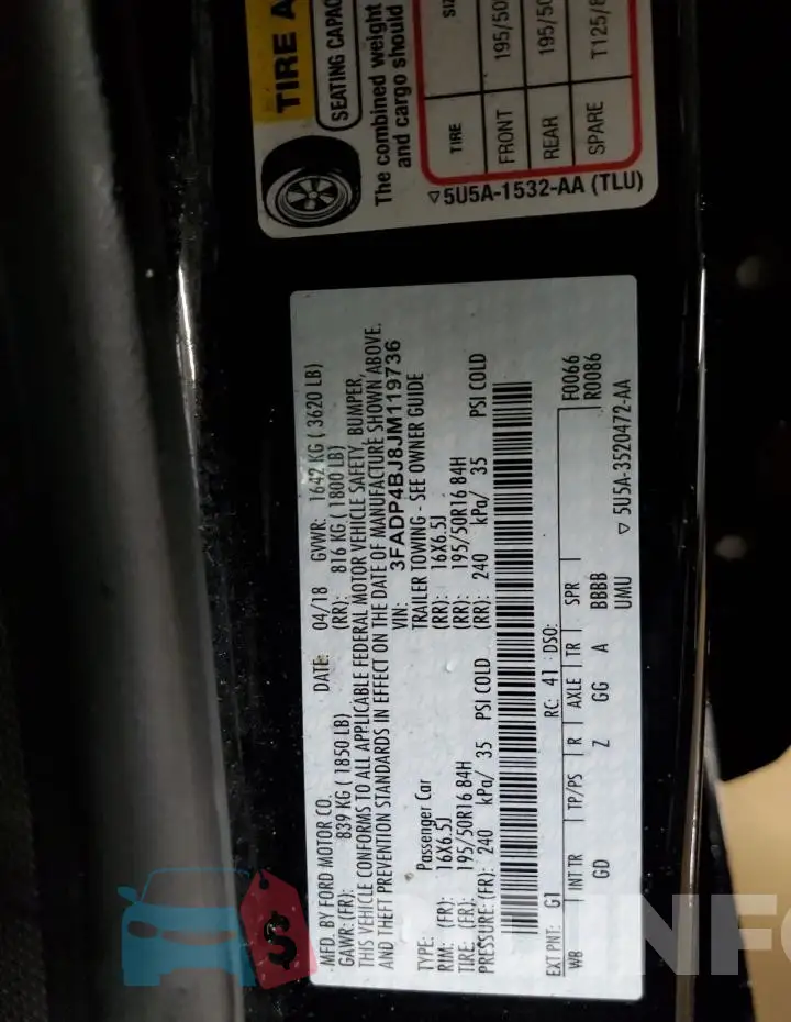 3FADP4BJ8JM119736 Photo# 13