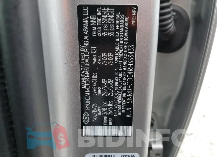 5NMJECDE4RH353433 Photo# 13