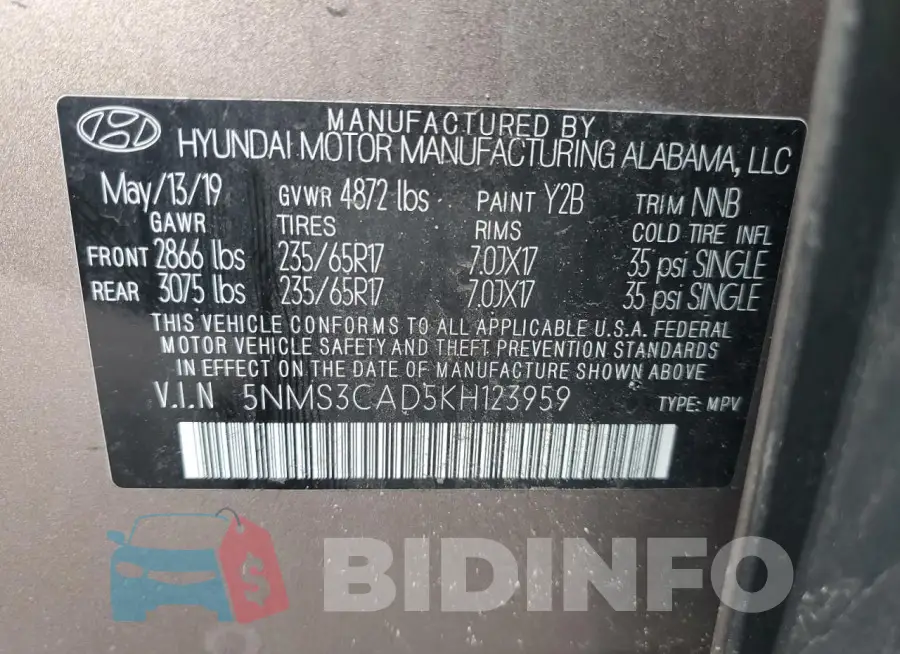 5NMS3CAD5KH123959 Photo# 13
