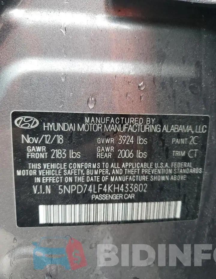 5NPD74LF4KH433802 Photo# 13