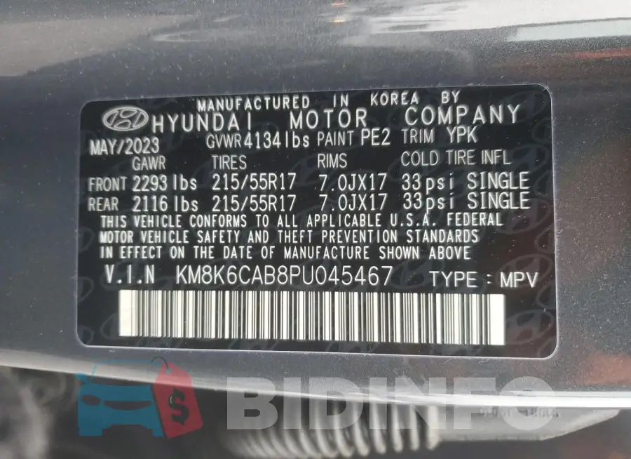 KM8K6CAB8PU045467 Photo# 12