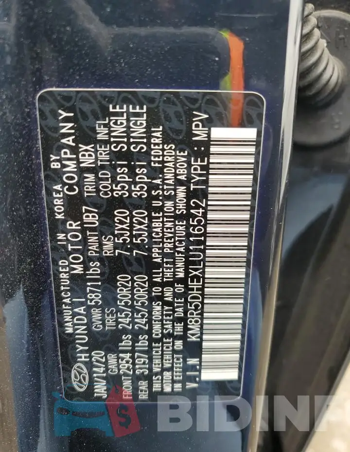 KM8R5DHEXLU116542 Photo# 14