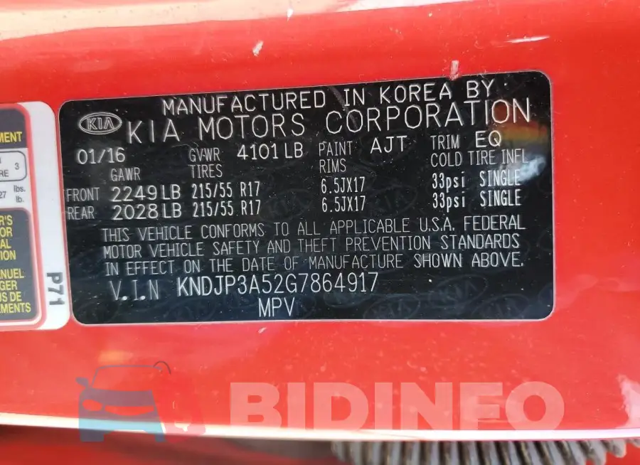KNDJP3A52G7864917 Photo# 12