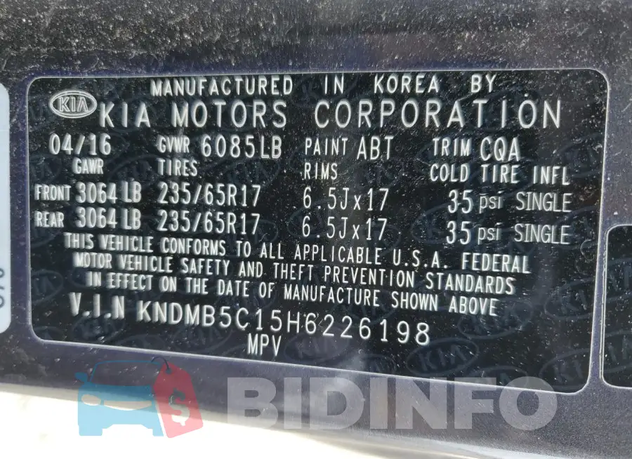 KNDMB5C15H6226198 Photo# 13