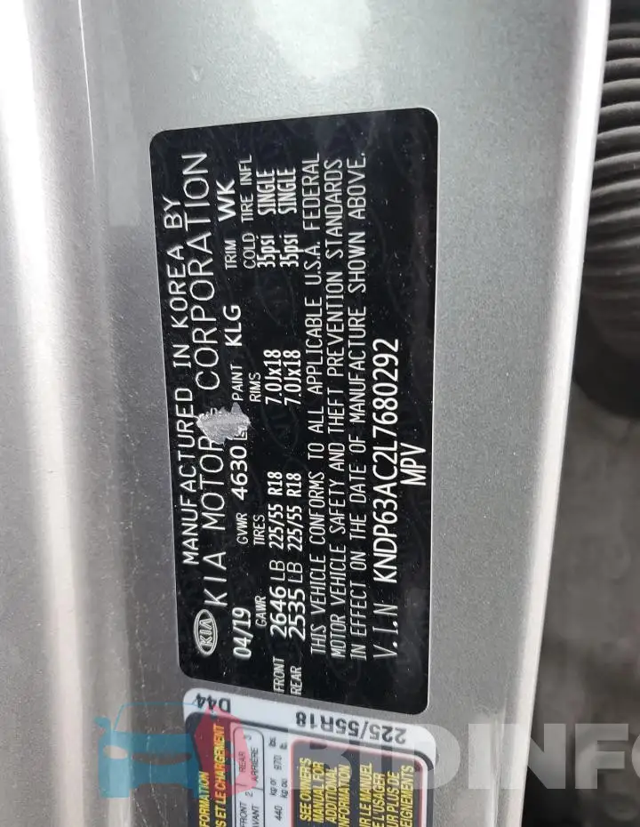 KNDP63AC2L7680292 Photo# 13