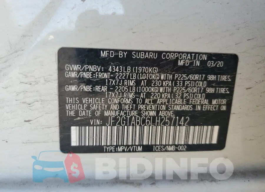 JF2GTABC6LH257142 Photo# 13