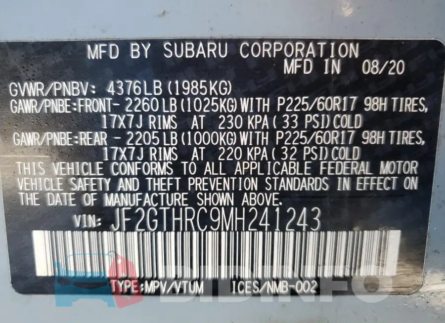 JF2GTHRC9MH241243 Photo# 12