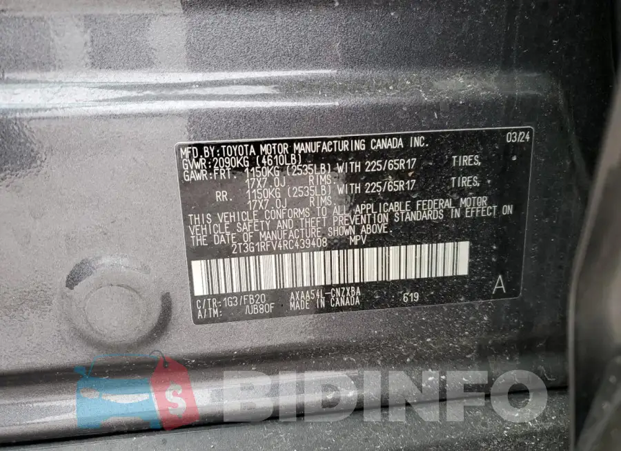 2T3G1RFV4RC439408 Photo# 14