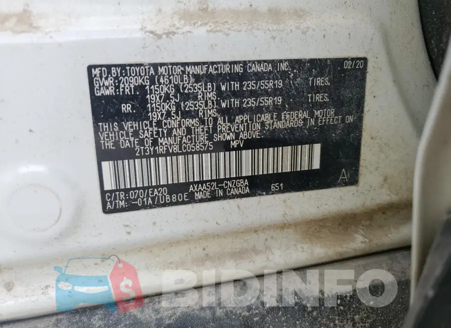 2T3Y1RFV8LC058575 Photo# 13
