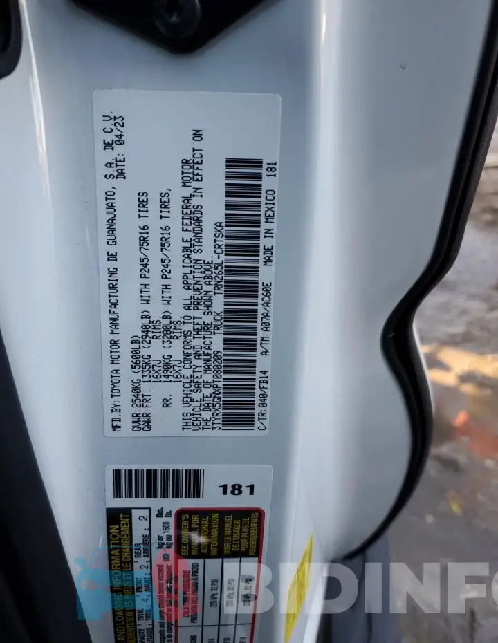 3TYRX5GNXPT080209 Photo# 12