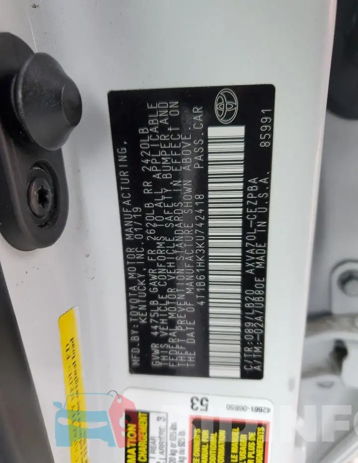 4T1B61HK3KU742418 Photo# 12