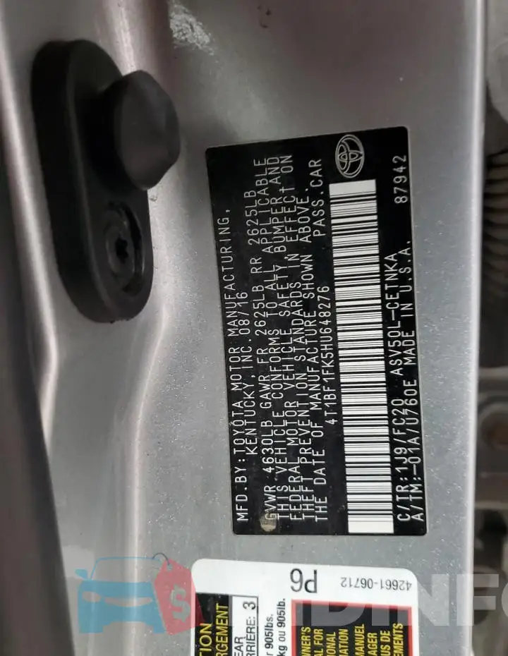 4T1BF1FK5HU648276 Photo# 12