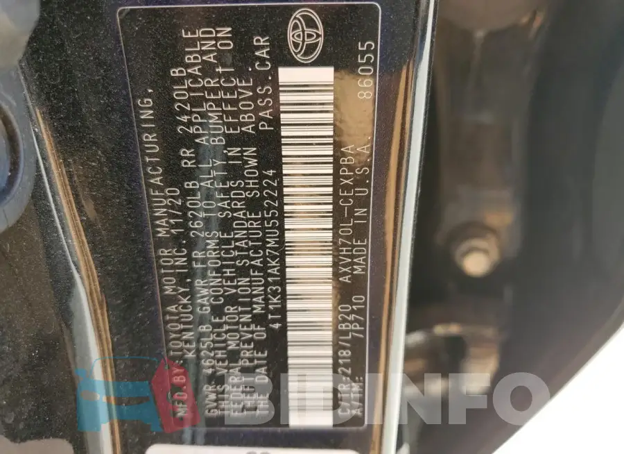 4T1K31AK7MU552224 Photo# 12