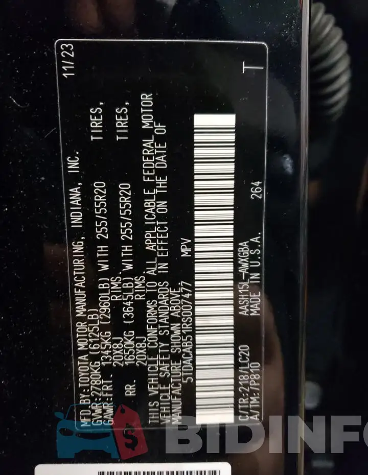 5TDACAB51RS007477 Photo# 13