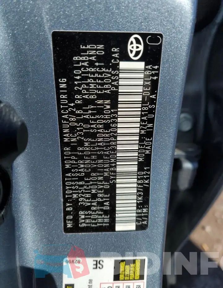 5YFB4MDE3RP206331 Photo# 12