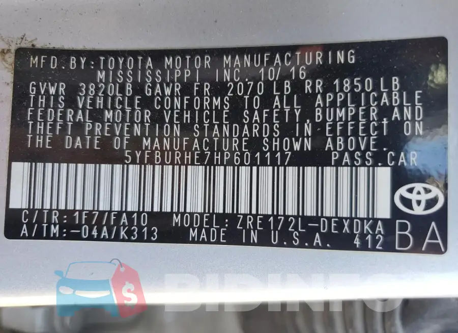 5YFBURHE7HP601117 Photo# 12