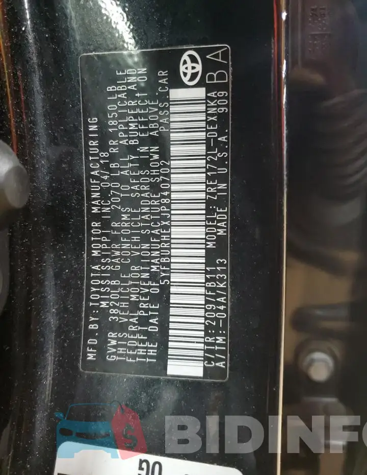 5YFBURHEXJP840702 Photo# 12