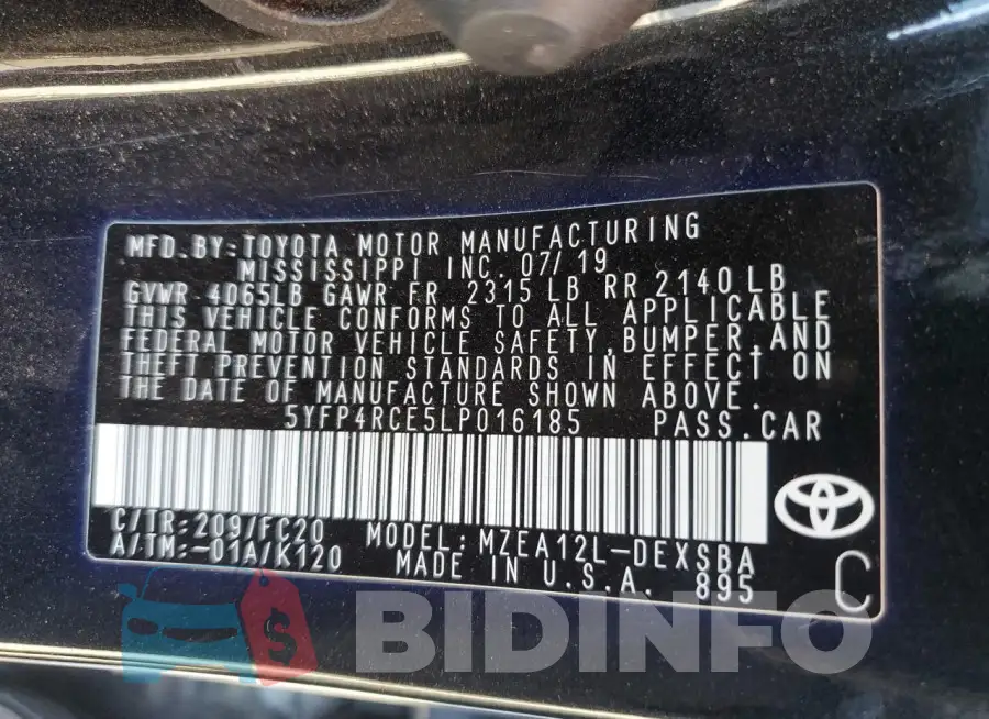 5YFP4RCE5LP016185 Photo# 12