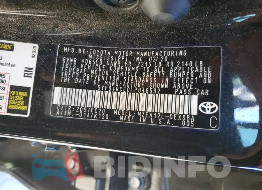5YFS4RCE0LP046592 Photo# 12