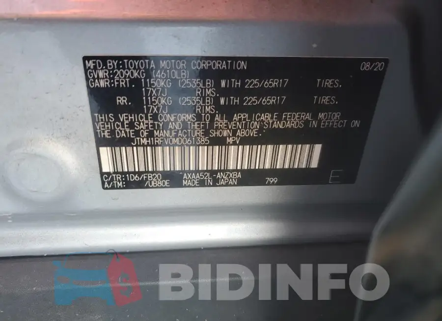 JTMH1RFV0MD061385 Photo# 12