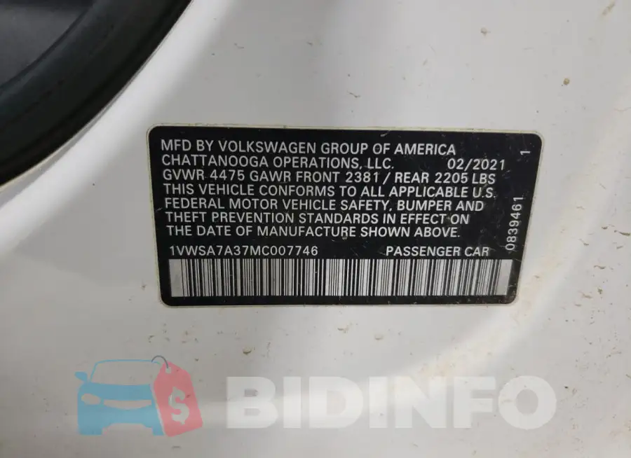 1VWSA7A37MC007746 Photo# 13